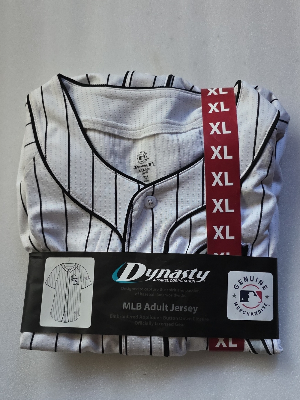 Dynasty Men's White Pinstripe Baseball Jersey - XL